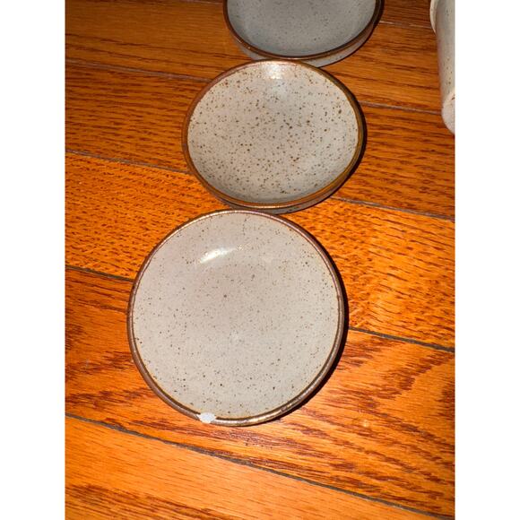 VINTAGE Takahashi Pottery Barn Tiny Flower Pots Saucer Stoneware Set of 5 VTG - Picture 6 of 10